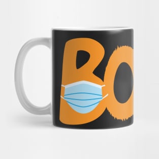 BOO - Orange text and Blue surgical mask Mug